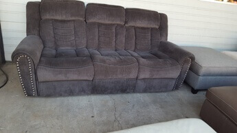 Homelegance Nutmeg Plush Charcoal Tweed Reclining Sofa (split seam on seat)