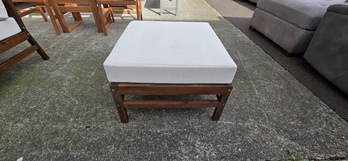Stanley Ranger Acacia Dark Brown Finish Ottoman with Ivory Cushion