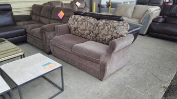 Mocha Chenille Sleeper Loveseat with Patterned Back Cushions