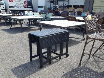 Outdoor Black Hardwood Drop-Leaf Dining Table
