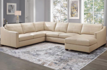Abbyson Pauline Beige Top Grain Leather 3-Piece Sectional with Right-Hand Chaise