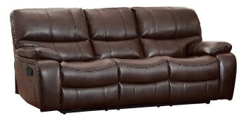 Homelegance Pecos Dark Brown Leather Gel Match Reclining Sofa 