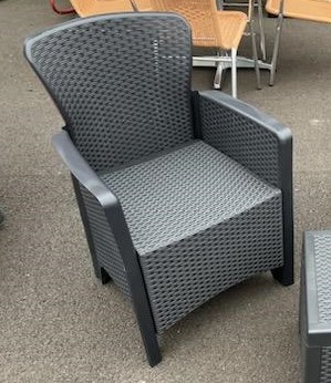 Outdoor Charcoal Wicker-Look Outdoor Chair