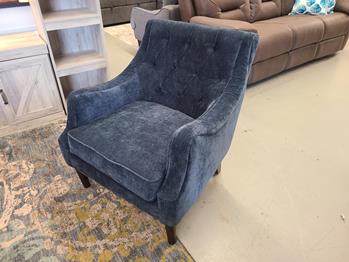 Elle Plush Dark Blue Button Tufted Accent Chair