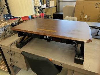 Seville Classics Brown Power-Lift Desk Riser (no keyboard tray)