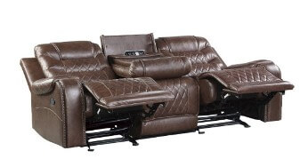 Homelegance Putnam Brown Microsuede Sofa with Drop-Down Console & USB