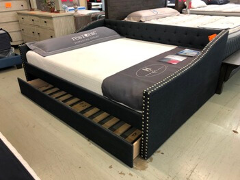 Charcoal Fabric Queen Size Daybed with Twin Trundle