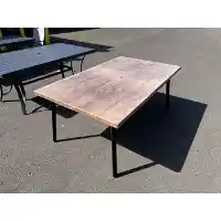 Outdoor Wood-Look Metal 66-Inch Rectangular Dining Table