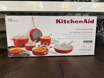 KitchenAid Red Ceramic 12-Piece Cookware Set
