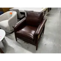 Chesapeake Rich Brown Leather Accent Chair with Hardwood Frame