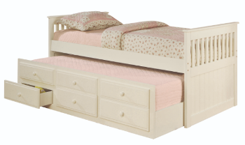 Coaster Rochford White Captains Bed with Trundle & Storage