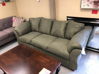 Ashley Madeline Sage Green Microsuede Sofa with Flaired Arms