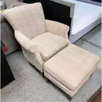 Saturn Sand Accent Chair with Ottoman