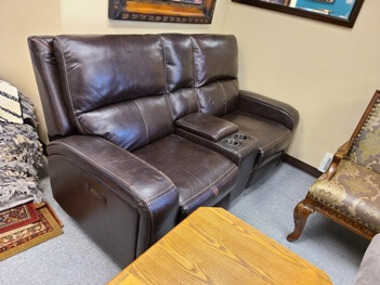 Manwah Sawyer Leather Power Reclining Console Loveseat