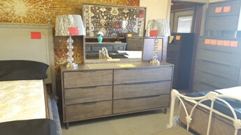 Modus Berkeley Rustic Grey Finish 6-Drawer Dresser with Mirror