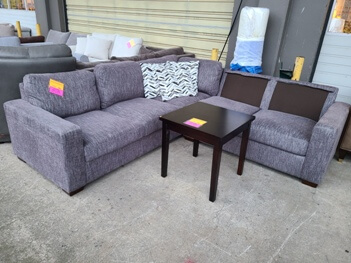 Synergy Silver Fabric Sectional (missing a few back cushions)(blemish)