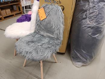 Silver Fur Upholstered Kids Chair