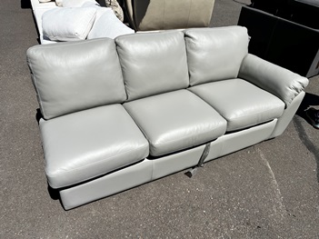 Silver Leather One-Arm Sleeper Sofa