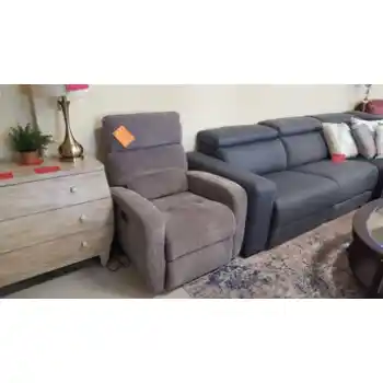 Synergy Easy Living Plush Silver Power Recliner with Power Adjustable Headrests