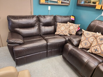 Simon Li Aleena Dark Brown Leather Power Reclining Sofa