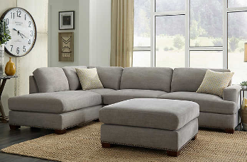 Emerald Home Sinclair Light Grey Fabric 2-Piece Sectional with Left-Hand Chaise & Ottoman