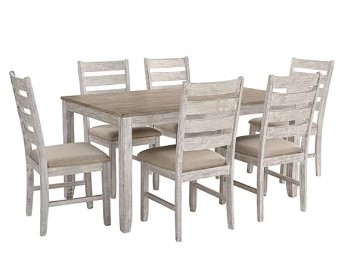 Ashley Distressed White Dining Set with 6 Chairs