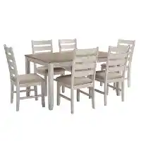 Ashley Distressed White Dining Set with 6 Chairs