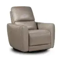 Simon Li Taupe Leather Power Swivel Glider Recliner