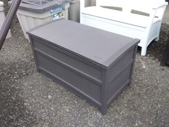 Dark Brown Plastic Storage Bench with Smooth Top