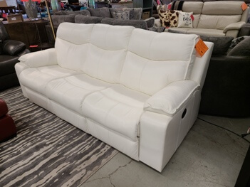 Palliser Valencia Snow Leather Power Reclining Sofa with Adjustable Headrests