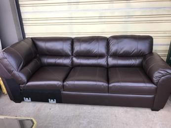 Dark Brown Leather Squared-Corner Sofa