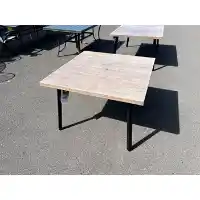 Outdoor Wood-Look Metal 40-Inch Square Dining Table