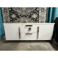 Stratum Light Grey Buffet with Chrome Accents