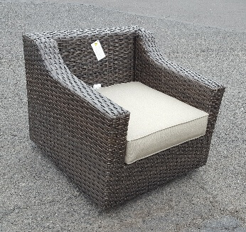 Dark Brown PVC Wicker Outdoor Swivel Chair
