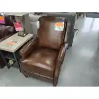 Synergy Leeah Rich Brown Leather Pushback Recliner with Contoured Arms (blemished)