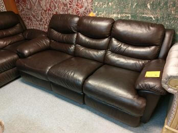 Spectra Teton Dark Brown Leather Power Reclining Sofa