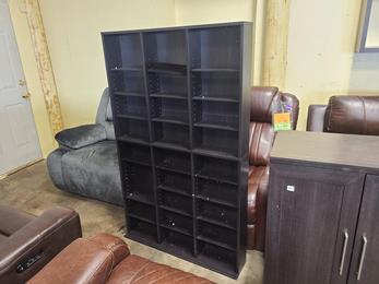 Black Tall Freestanding Shelf with Cubbies