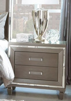 Homelegance Glamorous Charcoal Nightstand with Mirrored Accents