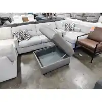 Jason Furniture York Taupe Leather Storage Ottoman