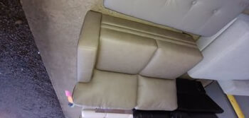 Chateau Dax Taupe Leather One-Arm Loveseat
