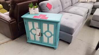 Homelegance Teal Console Cabinet with Mirrored Door Accents