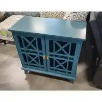 Stanley Ranger Teal Accent Cabinet with Glass Doors