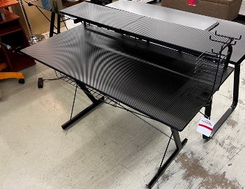 Techni Sport Black Carbon Computer Gaming Desk with Shelving