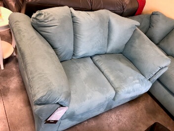 Ashley Madeline Light Teal Microsuede Loveseat with Flaired Arms