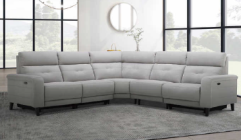 Jason Furniture Trower Light Grey Fabric Power Reclining 5-Piece Sectional with Power Headrests & USB
