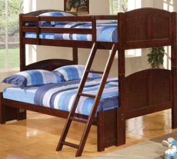 Coaster Cappuccino Finish Twin Over Full Bunk Bed with Solid End Panels