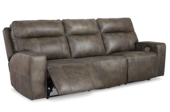 Ashley Gauntlet Charcoal Leather Dual Power Reclining Sofa