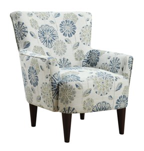 Emerald Cascade Teal Floral Patterned Accent Chair