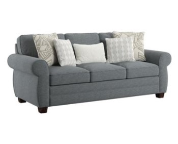 Emerald Royce Blue Sofa with 5 Throw Pillows