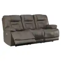 Ashley Wilson Charcoal Leather Triple Power Reclining Sofa